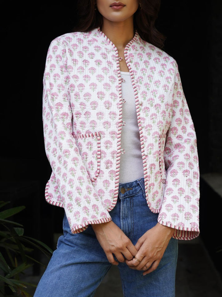 Jaket Quilted Bunga Wanita House of Chikankari