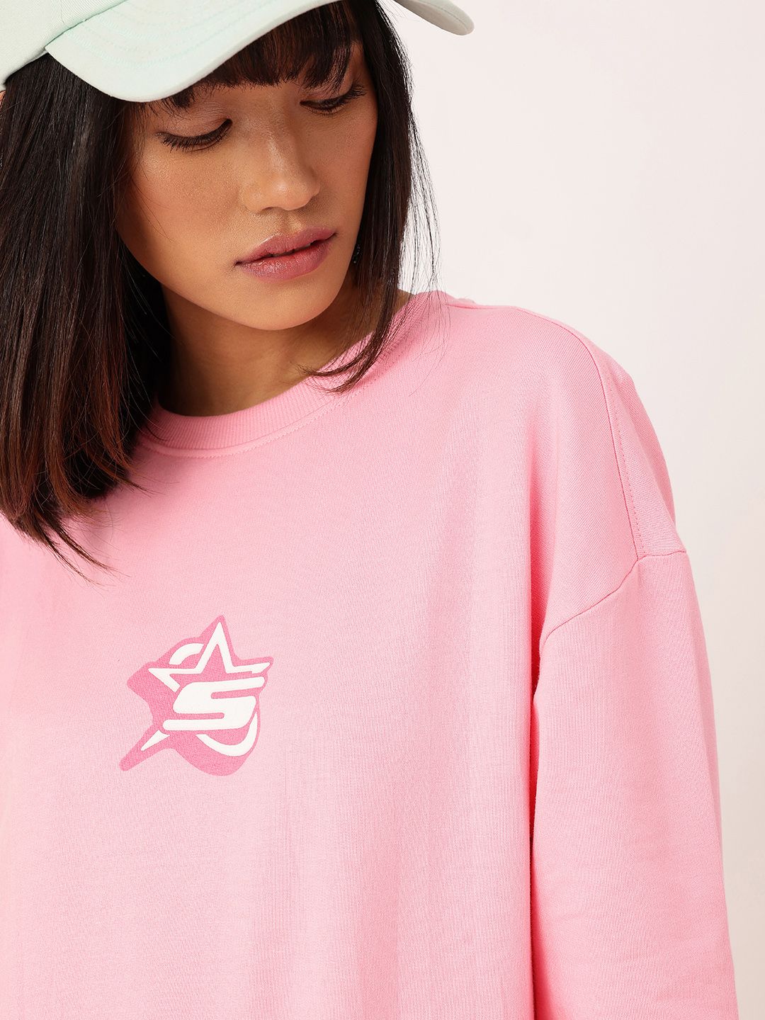 DressBerry Printed Cotton Terry Relaxed Fit Sweatshirt