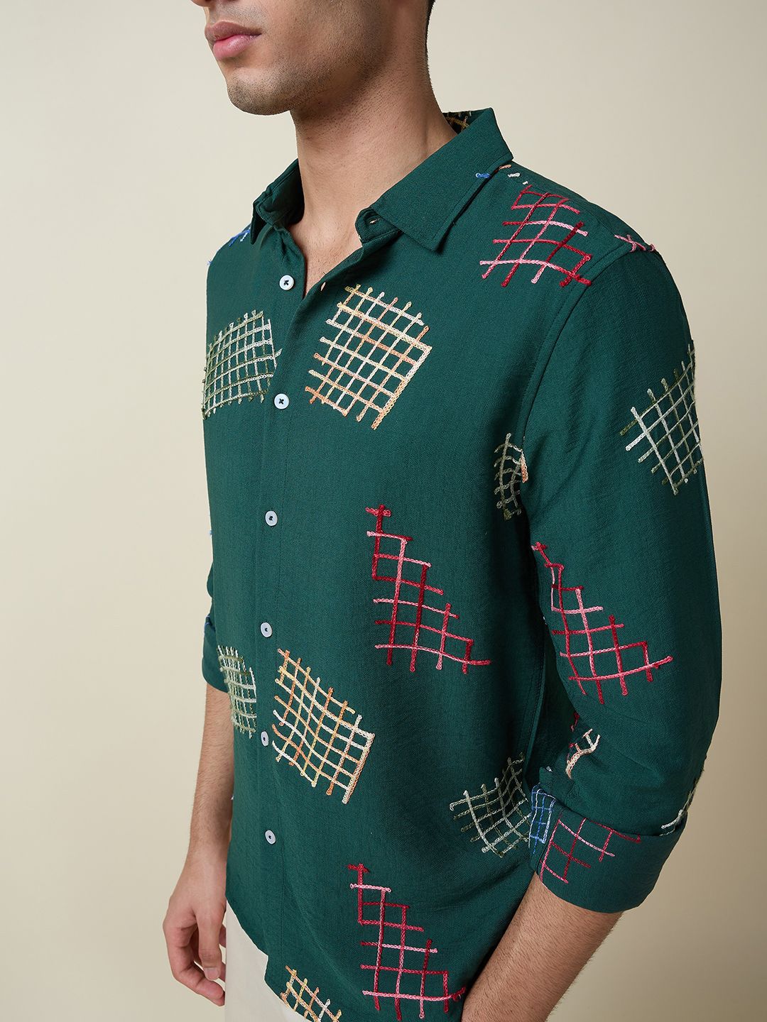 Thomas Scott Men Embroidered Regular Fit Casual Shirt