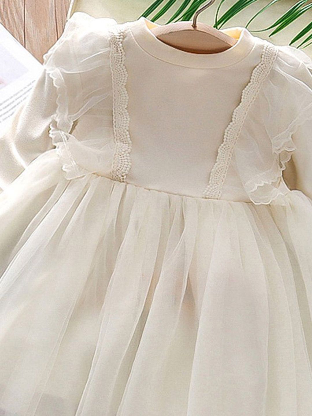 YK Girls Lace-Up Cotton Fit & Flare Dress