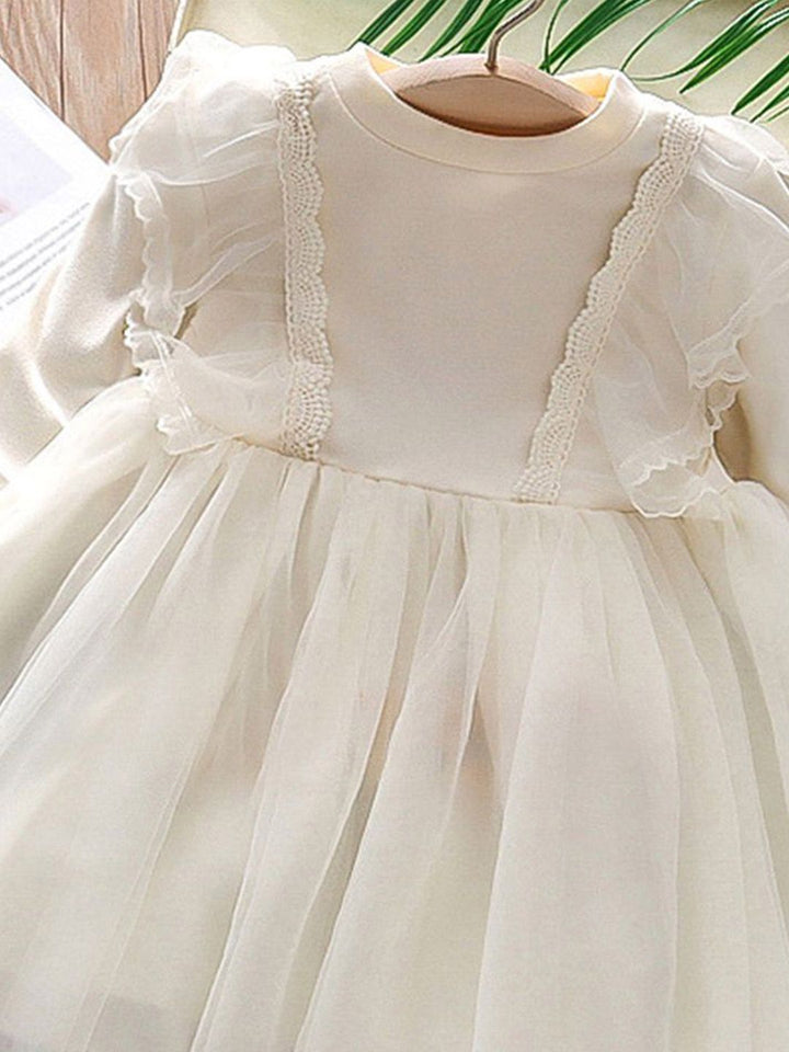 YK Girls Lace-Up Cotton Fit & Flare Dress