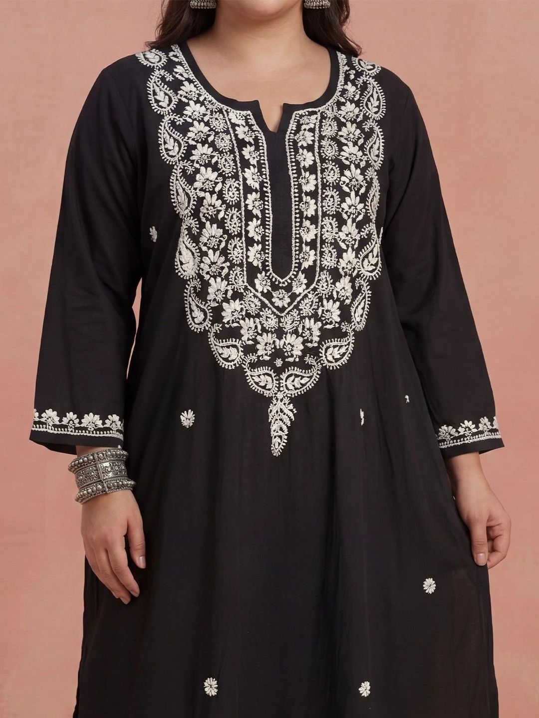 Kurta Sulam Benang Sulam Wanita Rumah Chikankari