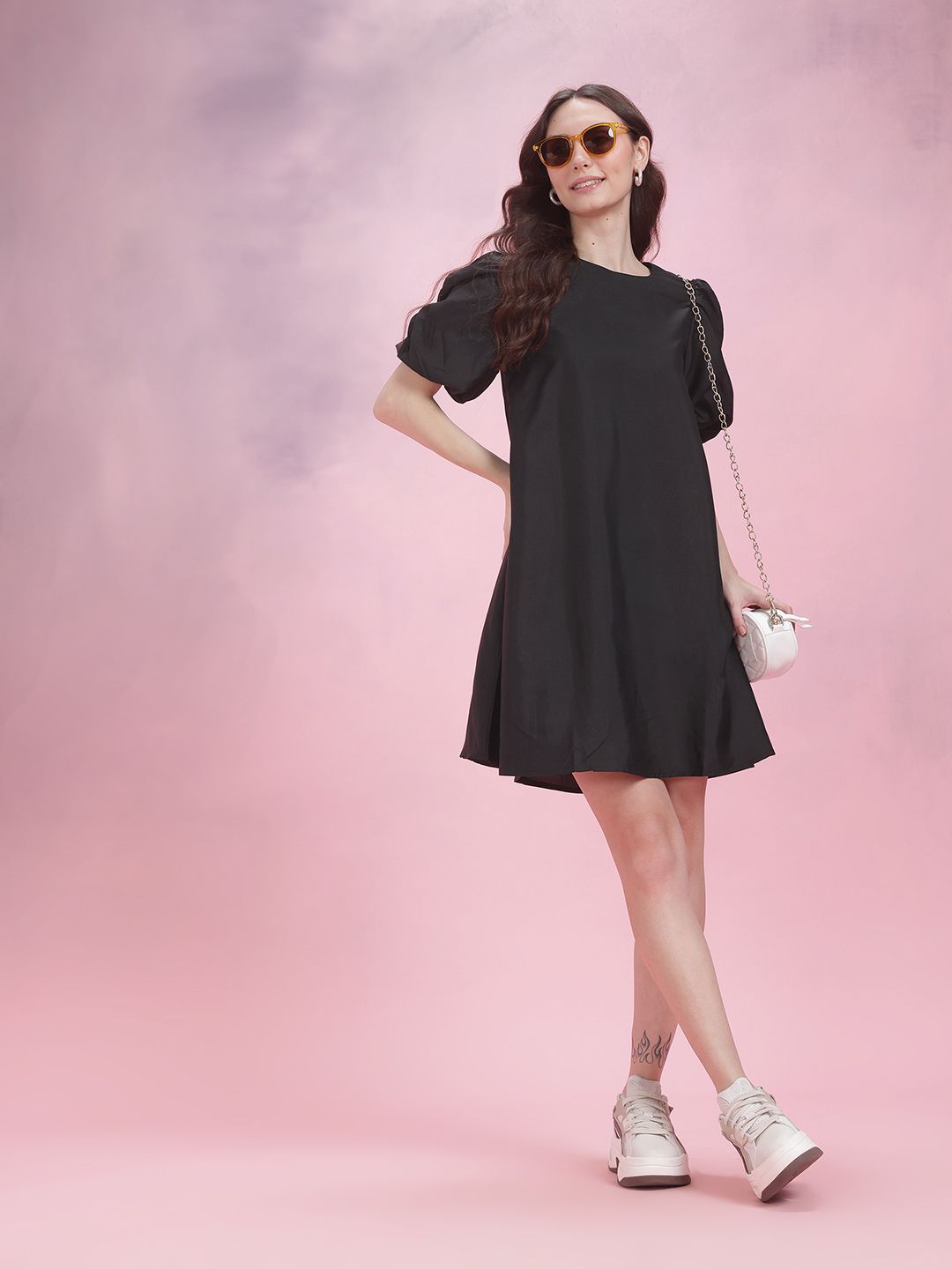 DressBerry Puff Sleeve A-Line Dress
