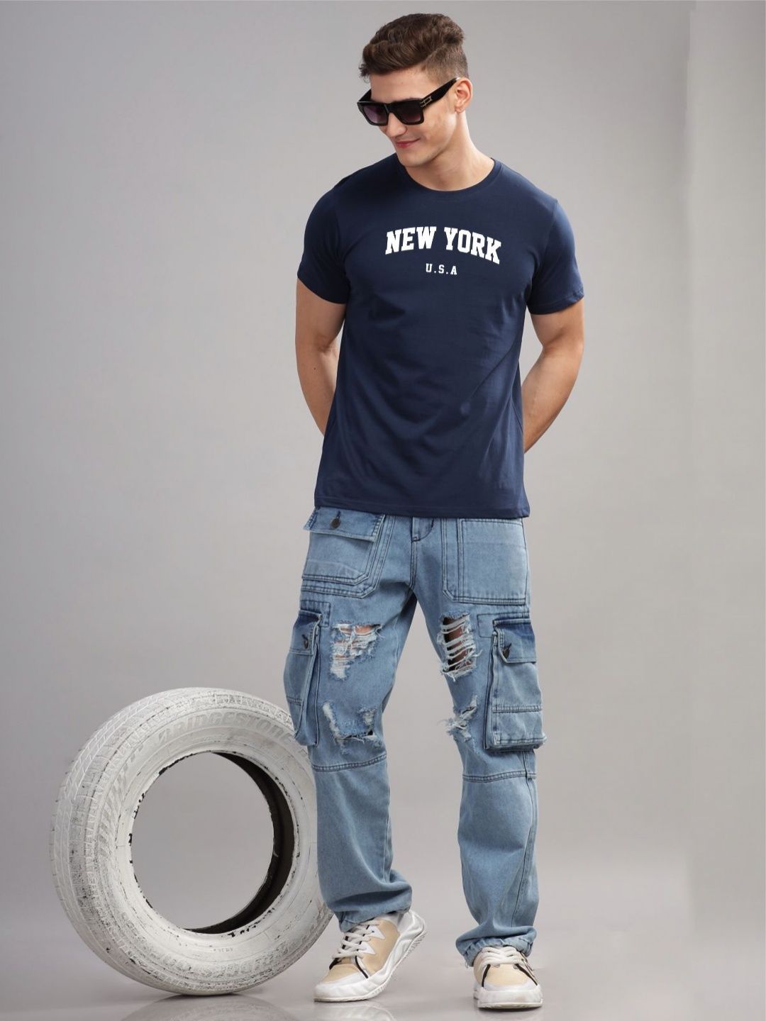 ADRO Men Typography Printed Applique T-shirt