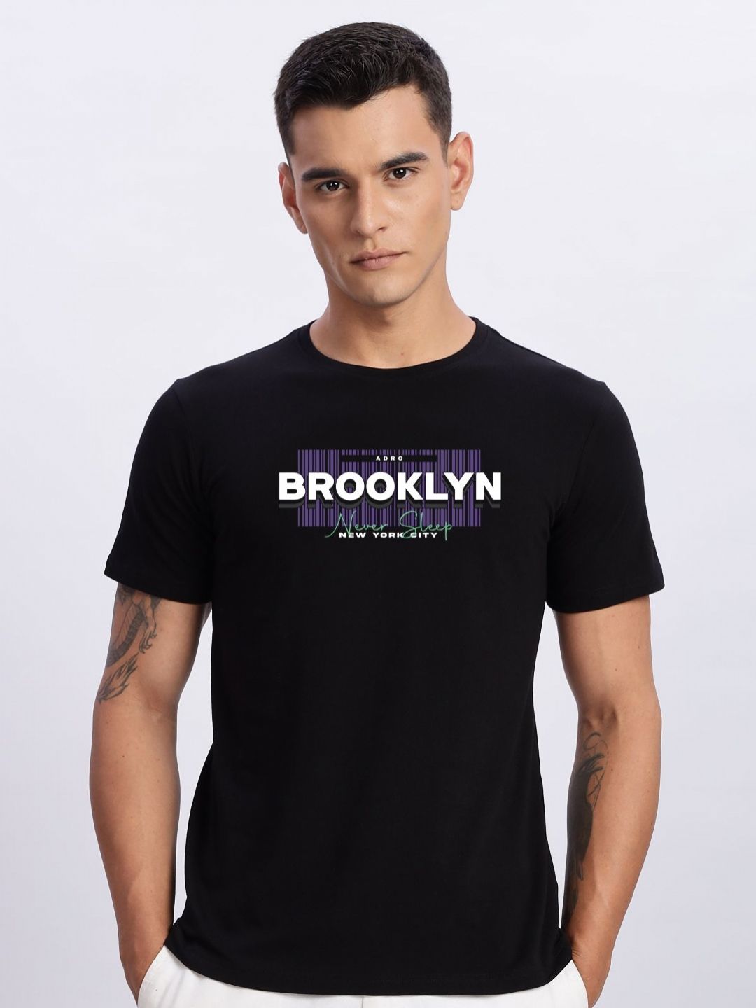 ADRO Typography Printed Round Neck Cotton T-shirt