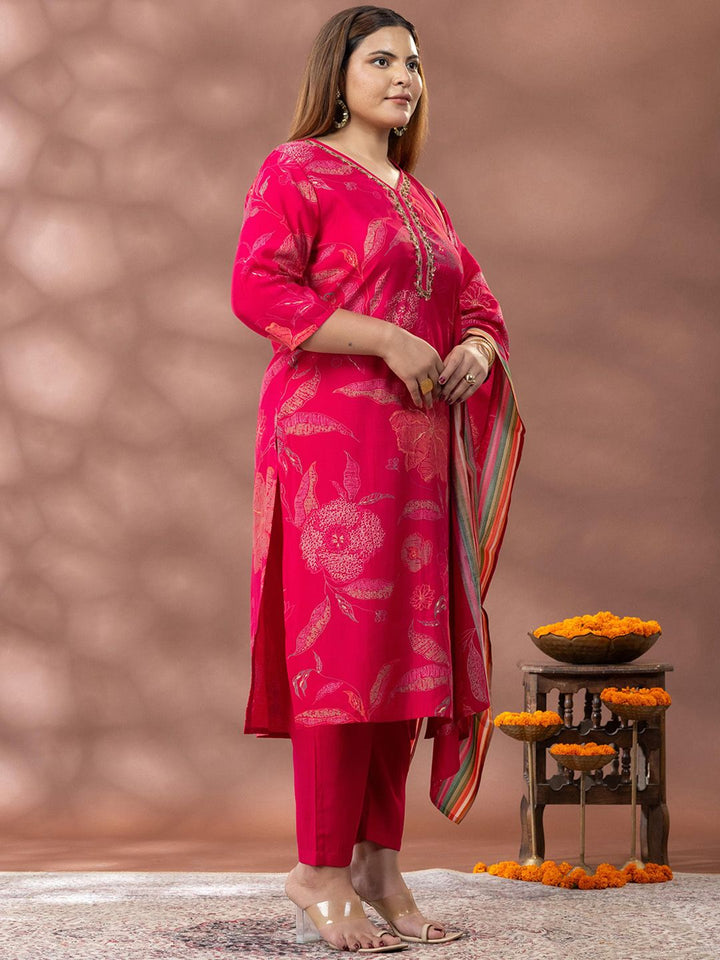 Kurta Bercetak Bunga Mamicha Wanita dengan Palazzos & Dupatta