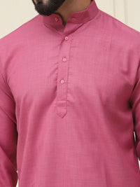 SOJANYA Band Collar Neck Long Roll-Up Sleeves Pure Cotton Straight Kurta