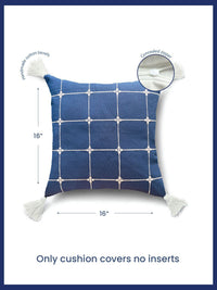 URBAN SPACE Blue & White 2 Pieces Embroidered Square Cushion Covers