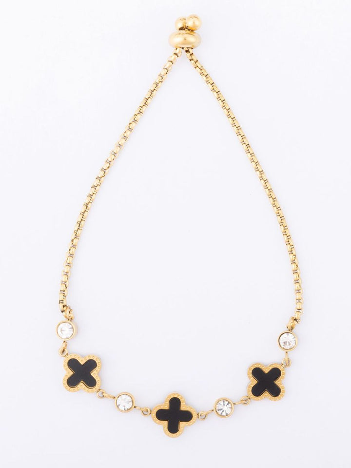 VOGUE PANASH Gold-Plated Cubic Zirconia Studded Link Bracelet