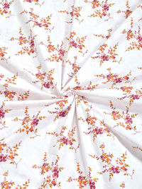 KLOTTHE White Floral Cotton 300 TC Fitted King Fine Bedsheet dengan 2 Sarung Bantal-98 x 89 inci