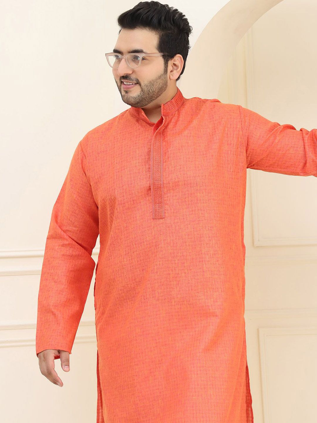 SOJANYA PLUS Plus Size Woven Design Pure Cotton Kurta with Pyjama