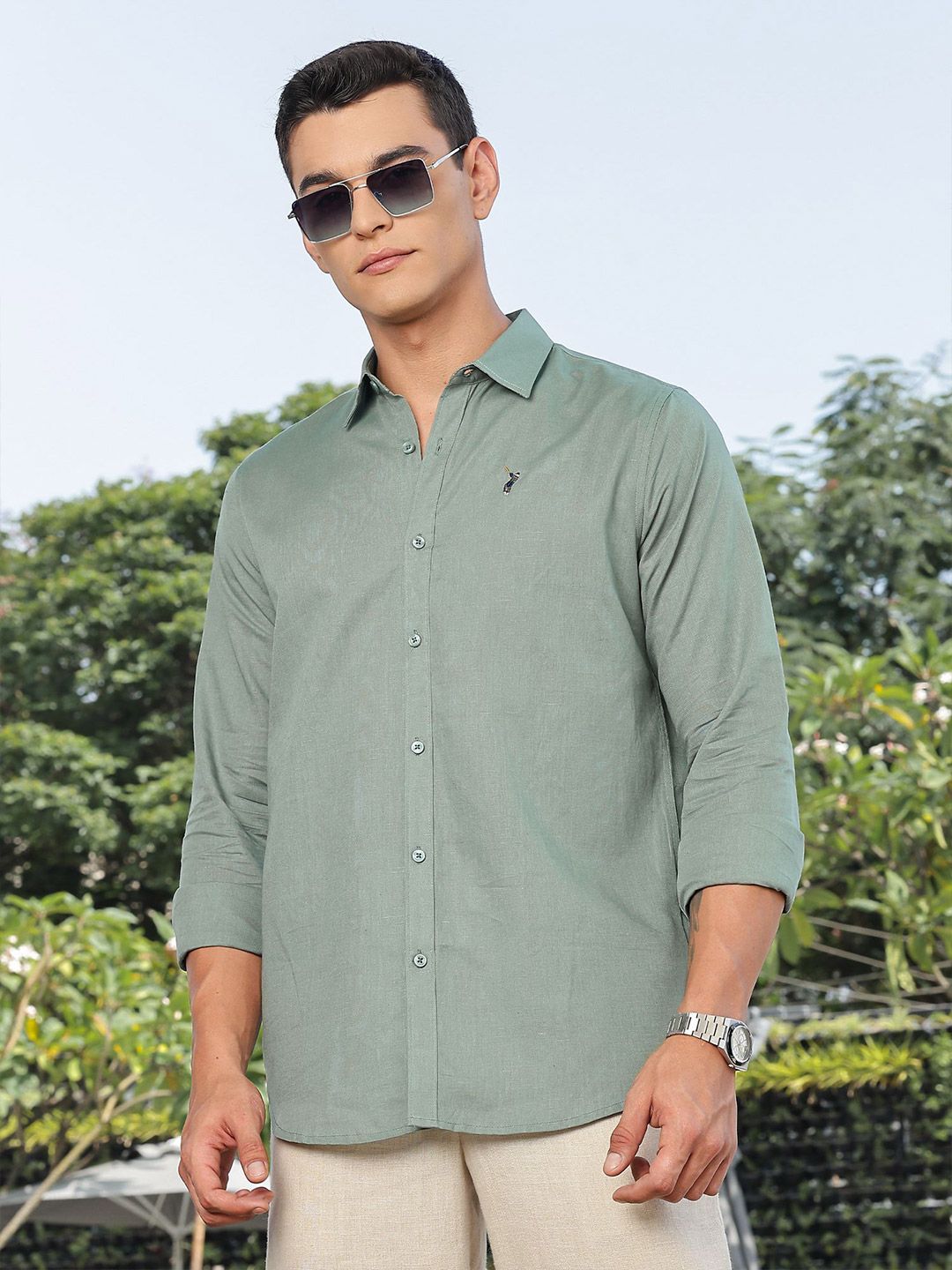 Thomas Scott Premium Slim Fit Spread Collar Linen Casual Shirt