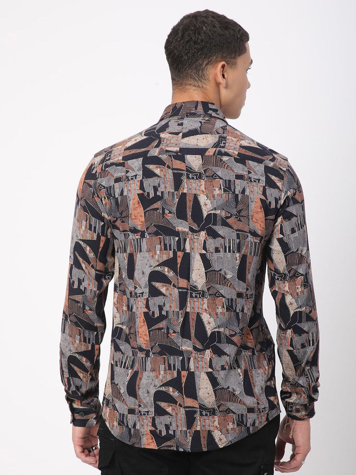 VASTRADO Men Classic Slim Fit Opaque Printed Casual Shirt