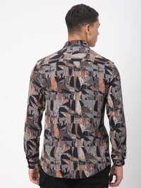 VASTRADO Men Classic Slim Fit Opaque Printed Casual Shirt