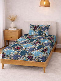 KLOTTHE Hijau & Putih Bercetak 300 TC Cadar Single Dengan Sarung Bantal- 2.25 m x 1.5 m