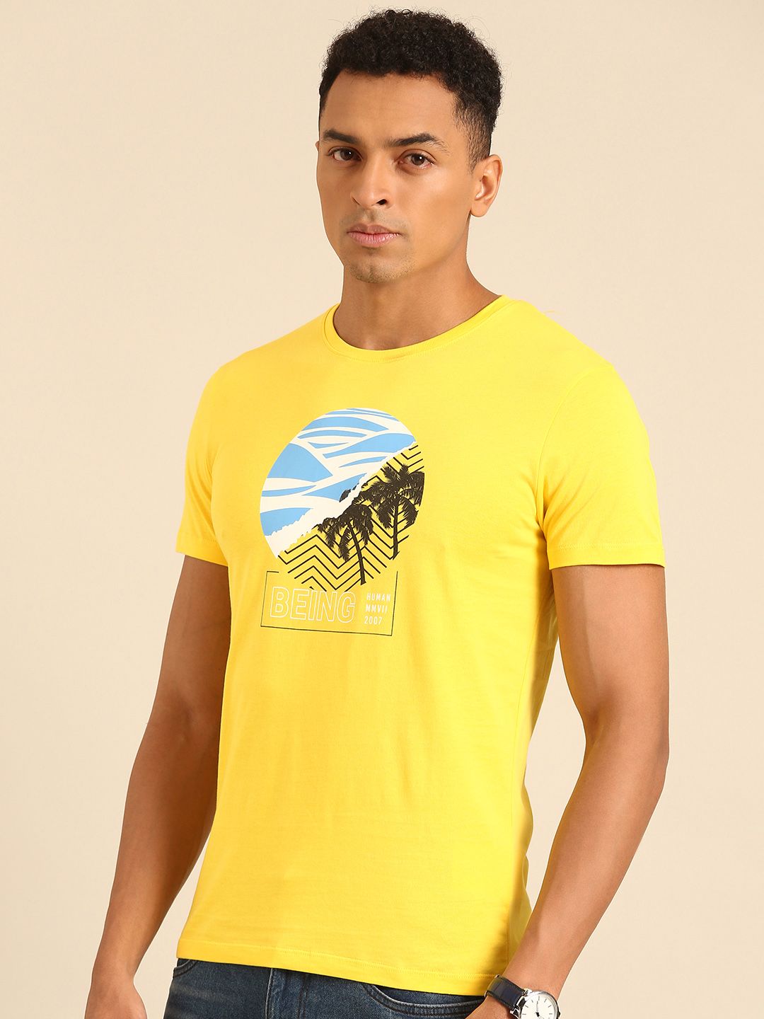 Being Human Pure Cotton Graphic Printed T-shirt