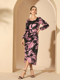 Antheaa Women Abstract Printecd Sheath Midi Dress