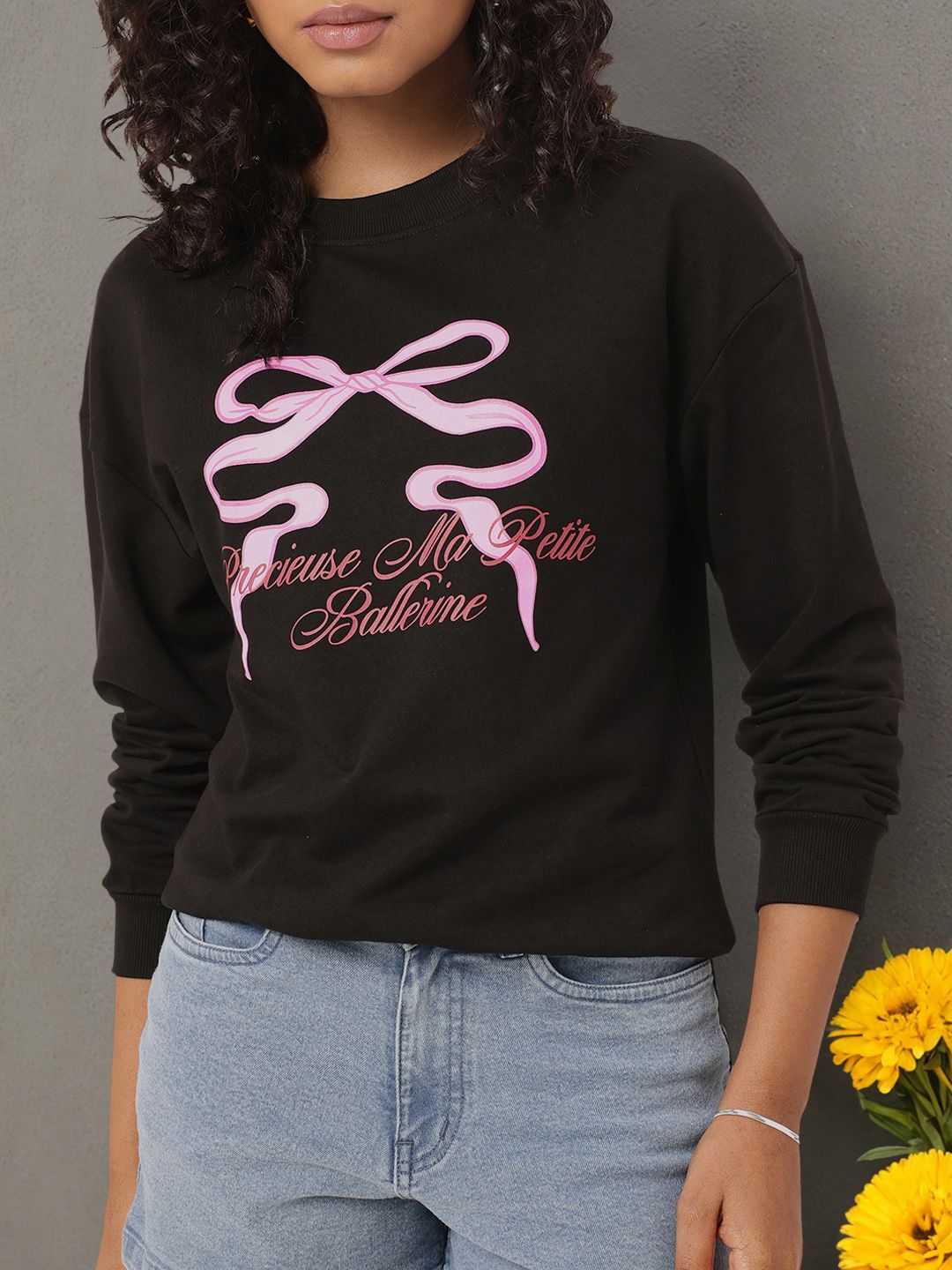 DressBerry Graphic Printed Cotton Terry Sweatshirt