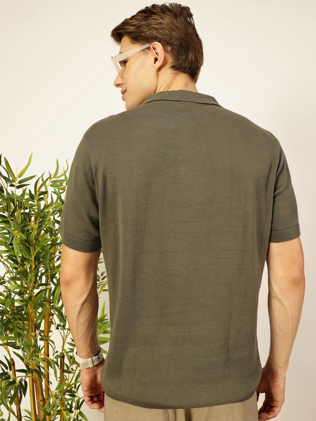 Thomas Scott Men Bio Finish Self Design Polo Collar Cotton T-shirt