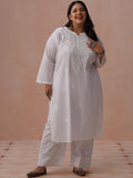 House of Chikankari Cotton Embellished Straight Calf Length Kurta
