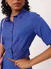 DressBerry Feel The Breeze Shirt Style Crop Top