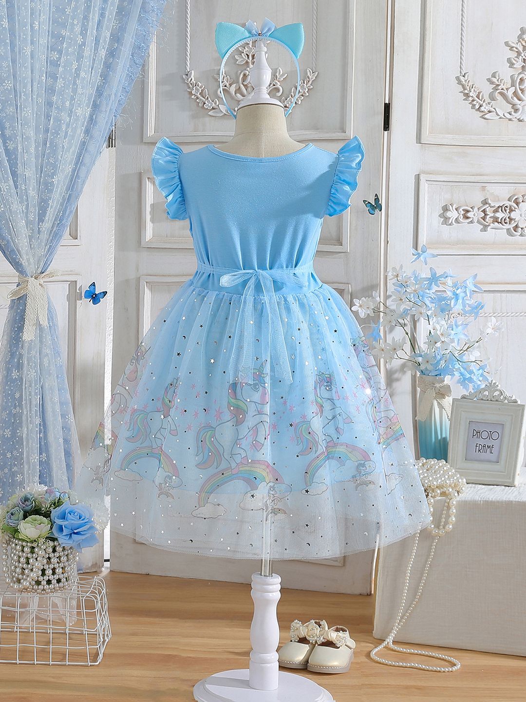 YK Floral Print Fit & Flare Dress
