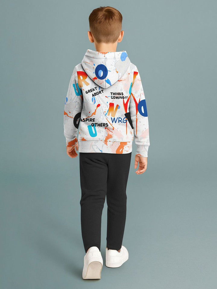 HELLCAT Boys Printed Hooded Sweatshirt With Trousers