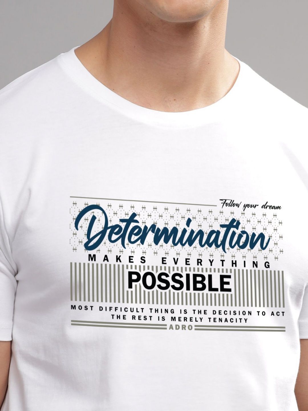 ADRO Typography Printed Round Neck Cotton T-shirt