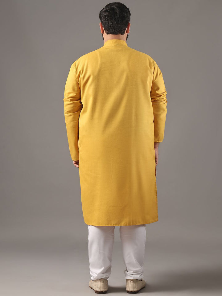 SOJANYA PLUS Plus Size Men Band Collar Pure Cotton Straight Kurta With Pyjamas