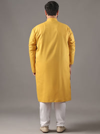 SOJANYA PLUS Plus Size Men Band Collar Pure Cotton Straight Kurta With Pyjamas