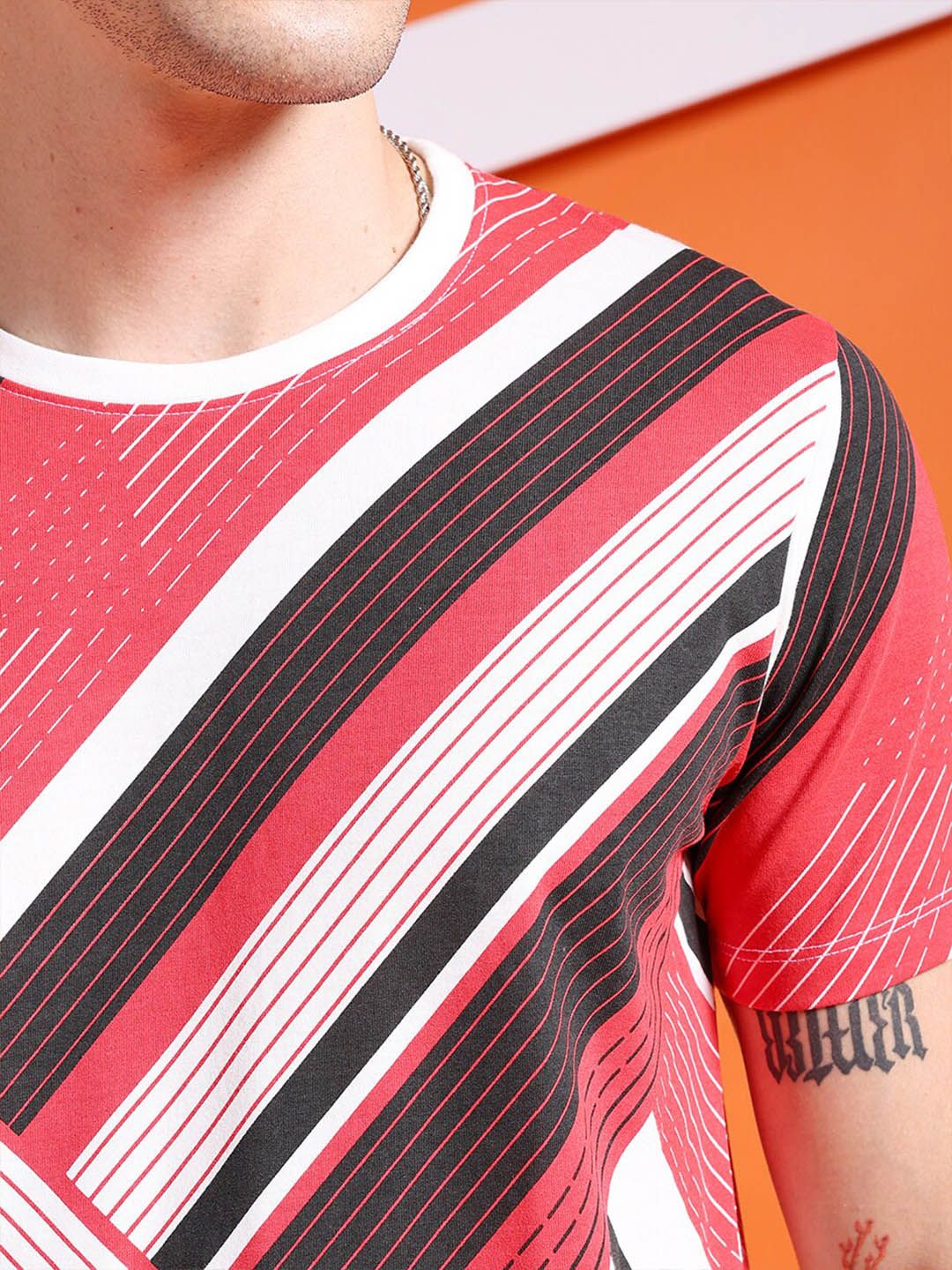 The Indian Garage Co Striped Round Neck T-Shirt