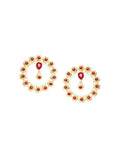 Anouk Gold-Plated Artificial Stones Studded Circular Shaped Drop Earrings