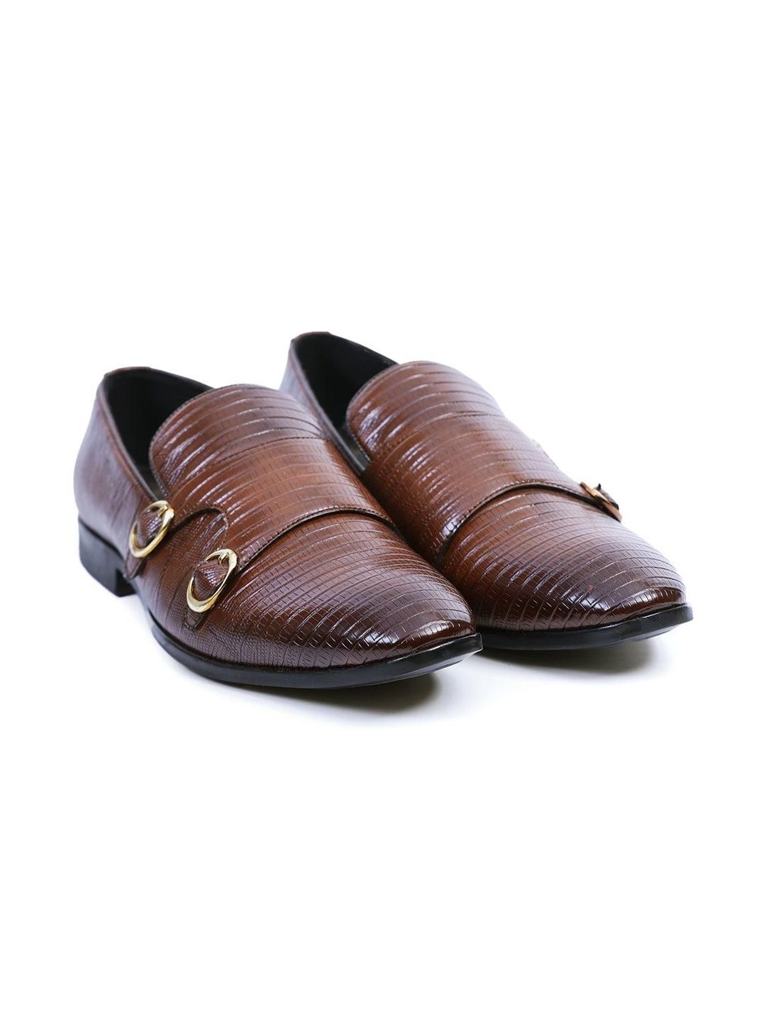 MONKSTORY Men Atelier 1970 Textured Double Formal Monk Shoes