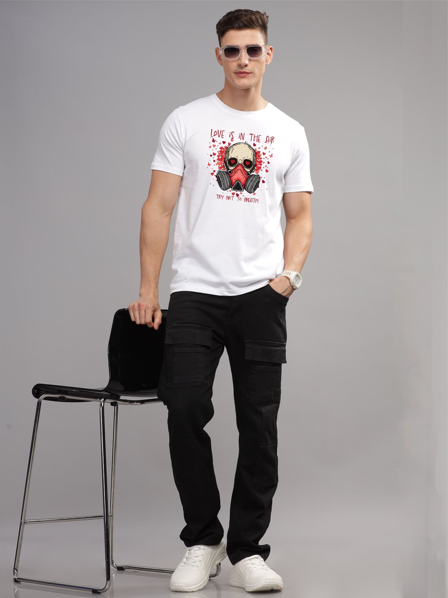 ADRO Lelaki Grafik Bercetak T-shirt Kapas Leher Bulat