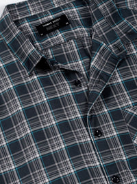 Thomas Scott Men Premium Spread Collar Checked Cotton Slim Fit Casual Shirt