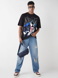 Bewakoof Official Marvel Venom Men's Lethal Protector Printed Pure Cotton Oversized T-Shirt