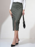 CHIC BY TOKYO TALKIES Women Striped Pencil Midi Skirt