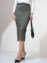 CHIC BY TOKYO TALKIES Women Striped Pencil Midi Skirt