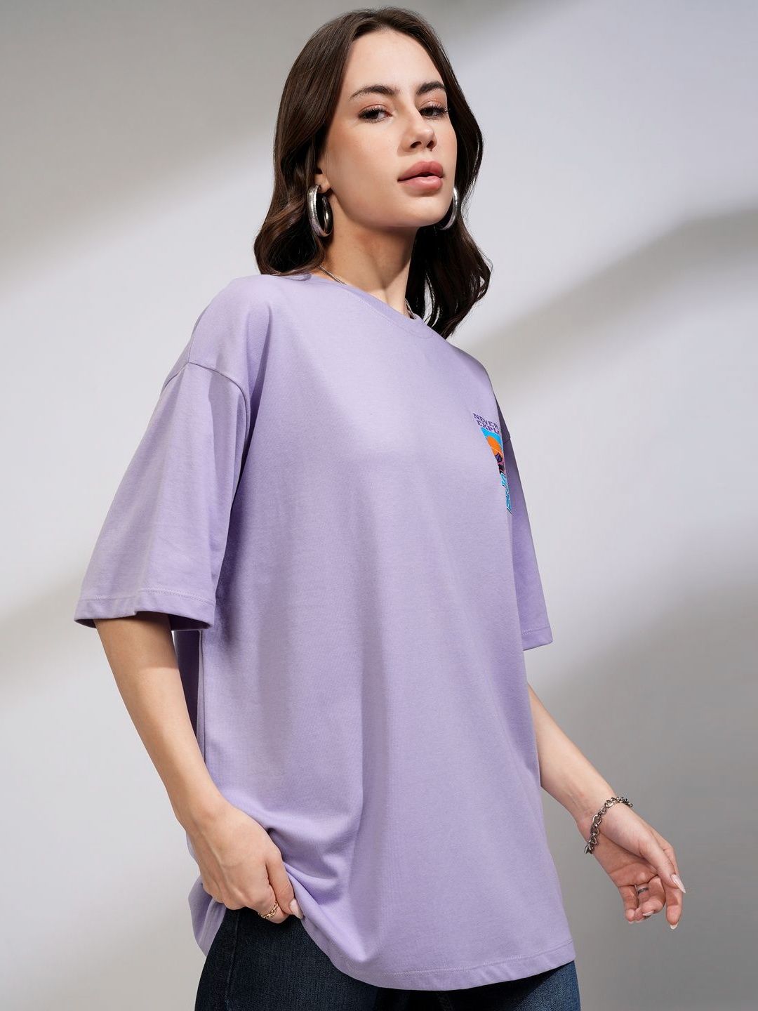 Street By Tokyo Talkies Women Oversized Chest Printed T-shirt