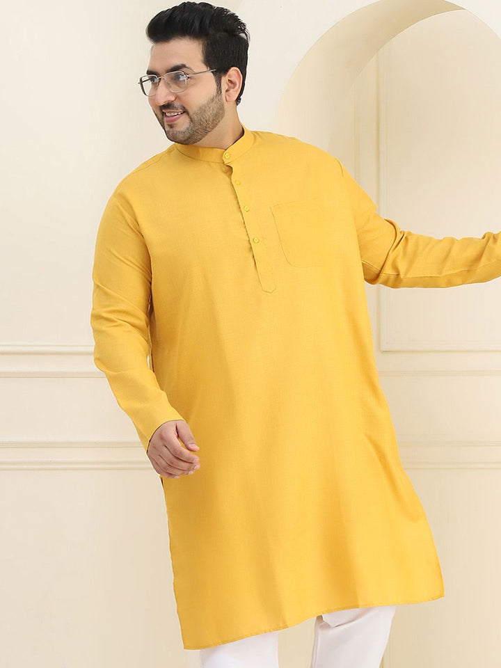 SOJANYA PLUS Size Band Collar Cotton Straight Kurta