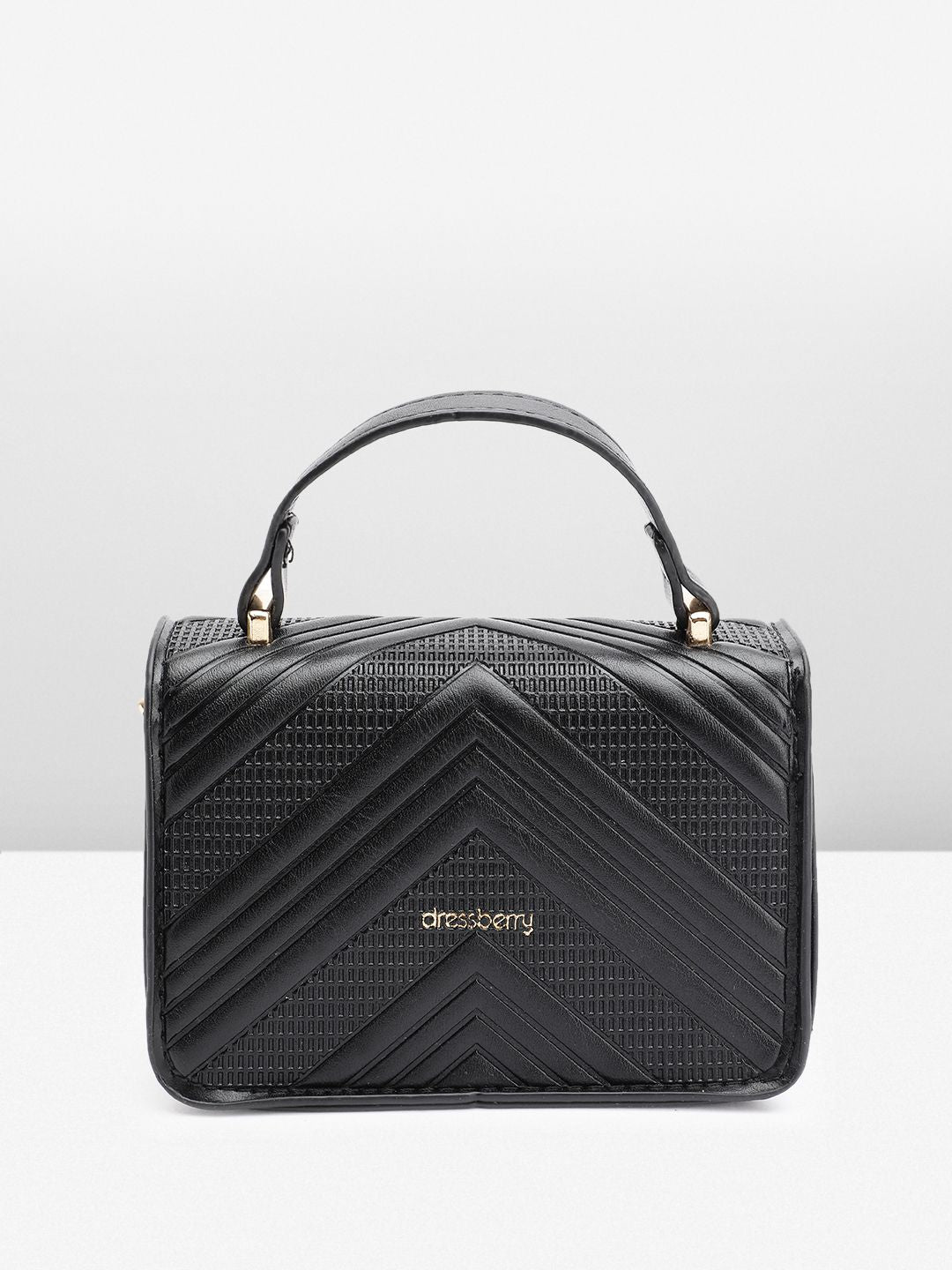 DressBerry Textured Structured Satchel Bag