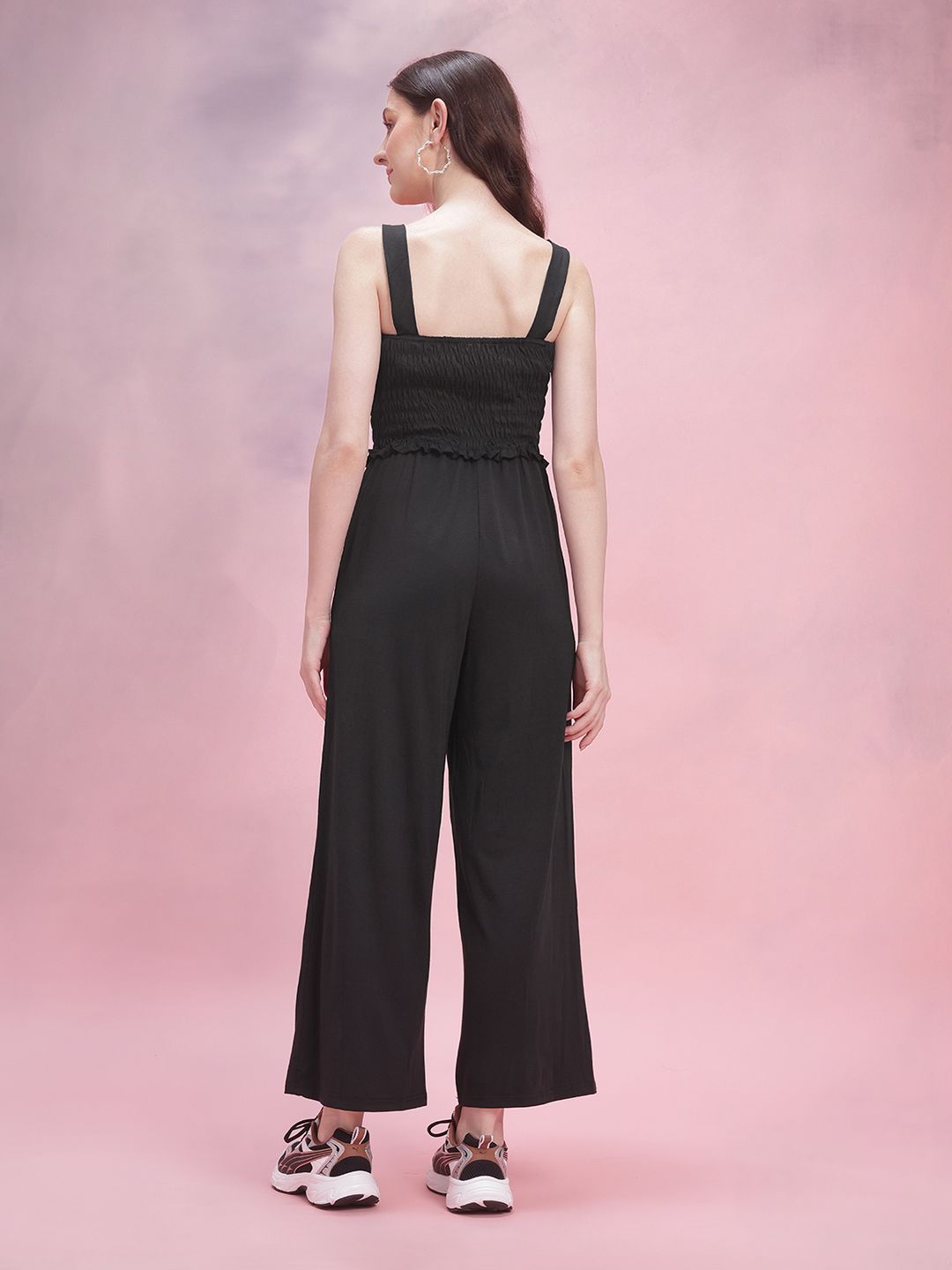 DressBerry Smocked Detail Shoulder Straps Basic Jumpsuit