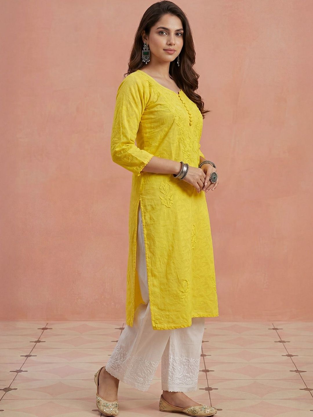 House of Chikankari Women Embroidered Chikankari Kurta