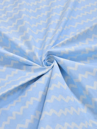 KLOTTHE Blue & White Stripted Printed 300TC Double King Fine Bedsheet With 2 Pillow Cover