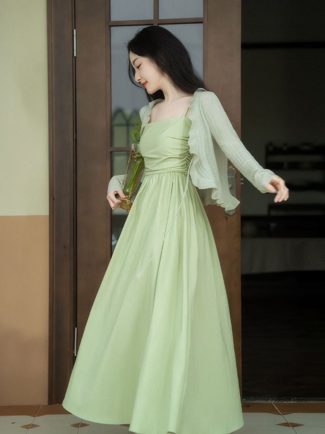 DressBerry Shoulder Straps Fit & Flare Maxi Dress