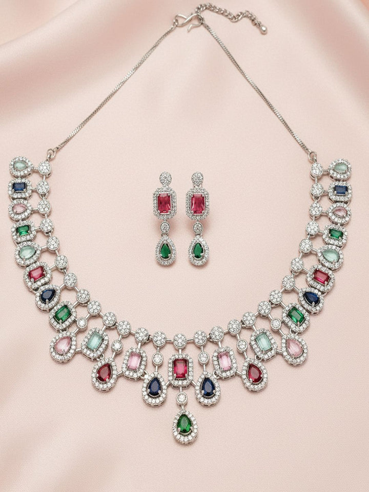 KARATCART Cubic Zirconia Studded Alloy Jewellery Set