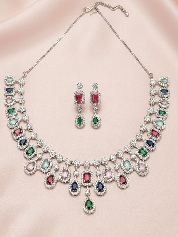 KARATCART Cubic Zirconia Studded Alloy Jewellery Set