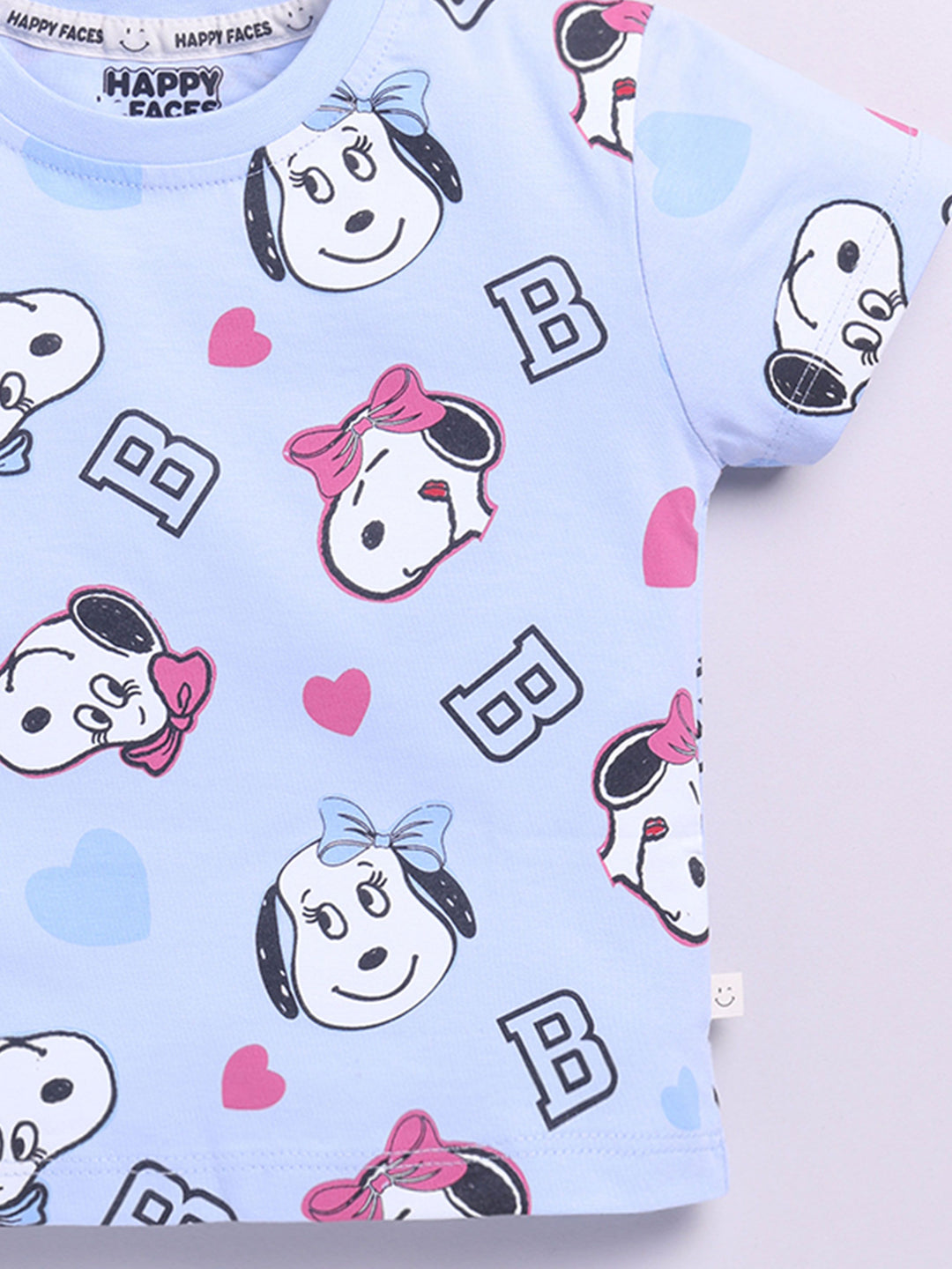 Happy Faces Girls Peanuts Printed Pure Cotton T-shirt