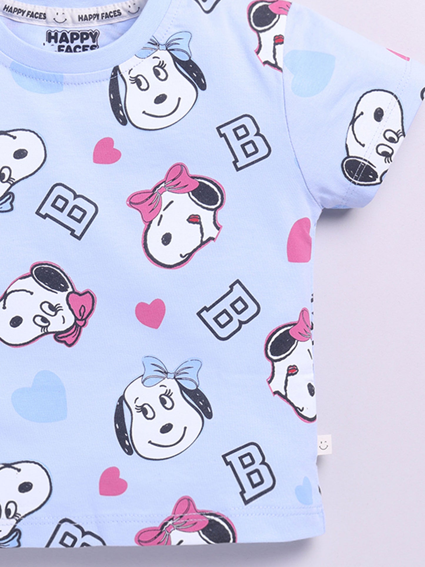 Happy Faces Girls Peanuts Printed Pure Cotton T-shirt
