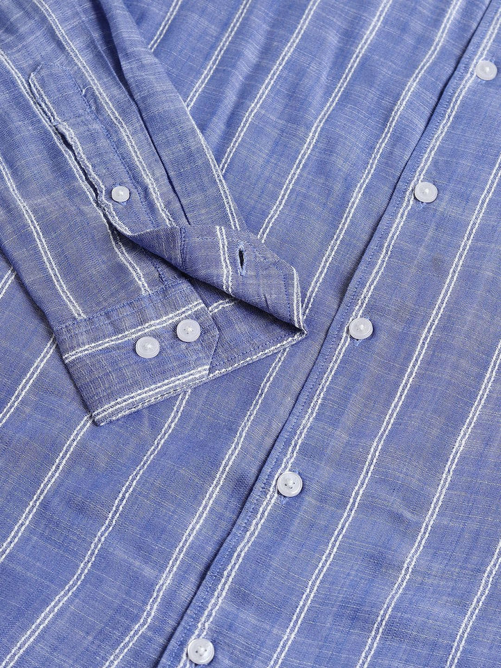 VASTRADO Men Classic Slim Fit Vertical Striped Pure Cotton Casual Shirt
